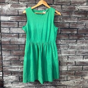 J.Crew Dress Women M Green Fit Flare Sleeveless Casual Spring